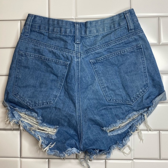 Princess Polly Hoodwink Butt Slit High Rise Denim Jean Shorts - Picture 4 of 5
